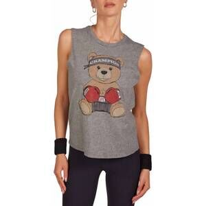 NEW LAUREN MOSHI sleeveless teddy bear with boxing gloves tee in gray